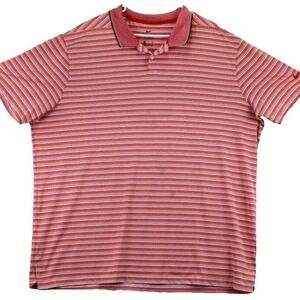 Nike Dri Fit Golf Polo Shirt Men's XXL Red White Stripe Short Sleeve Performance
